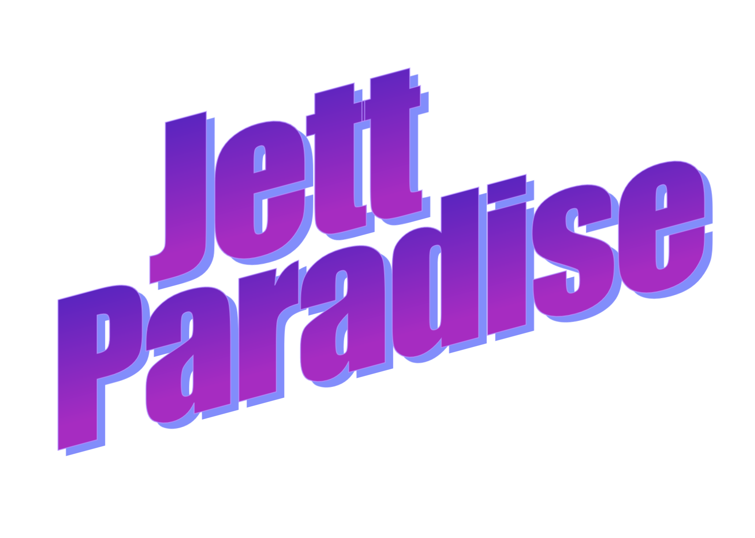 purple text that says jett paradise